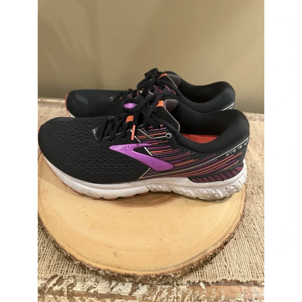 Brooks Adrenaline GTS‎ 19 Women's Running Shoes - Black/Purple/Orange - Sz-11 2E